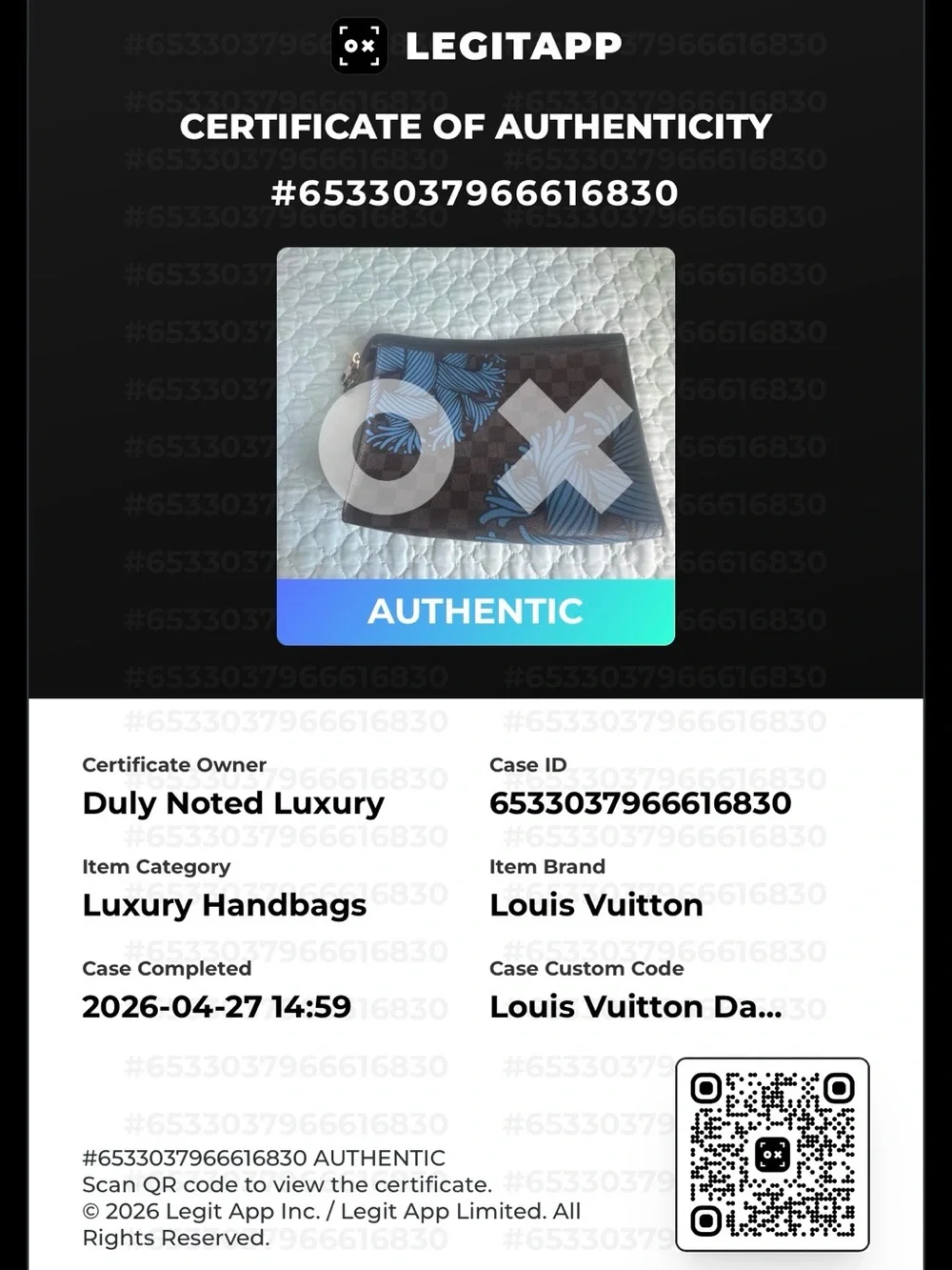 LV Pochette Jour GM clutch in Damier Graphite canvas featuring a blue 